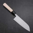 Santoku Aogami-Super Damast Büffelhorn und Magnolienholz Griff 165mm-[Musashi]-[Japan-Küchenmesser]