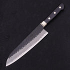 Santoku Aogami-Super Edelstahlummantelung Kurouchi Tsuchime Schwarzer Westlicher Griff 180mm-[Musashi]-[Japan-Küchenmesser]