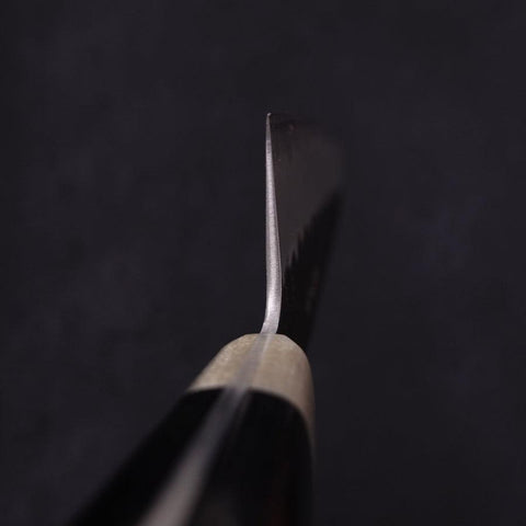 Santoku Aogami-Super Edelstahlummantelung Kurouchi Tsuchime Schwarzer Westlicher Griff 180mm-[Musashi]-[Japan-Küchenmesser]