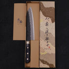 Santoku Aogami-Super Edelstahlummantelung Kurouchi Tsuchime Schwarzer Westlicher Griff 180mm-[Musashi]-[Japan-Küchenmesser]
