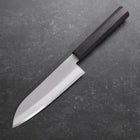 Santoku Aogami-Super Edelstahlummantelung, Poliert Büffelhorn und Ebenholz Griff, 140mm-[Musashi]-[Japan-Küchenmesser]