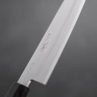 Santoku Aogami-Super Edelstahlummantelung, Poliert Büffelhorn und Ebenholz Griff, 140mm-[Musashi]-[Japan-Küchenmesser]