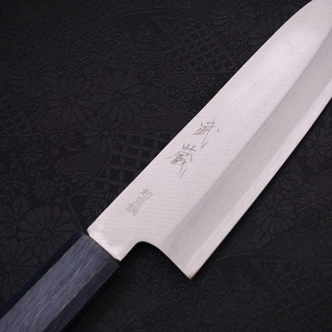 Santoku Aogami-Super Edelstahlummantelung, Poliert Urushi Griff Dunkelblau, 180mm-[Musashi]-[Japan-Küchenmesser]