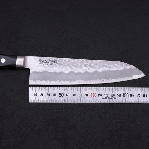 Santoku Aogami-Super Edelstahlummantelung, Tsuchime Westlicher Griff, 180mm-[Musashi]-[Japan-Küchenmesser]