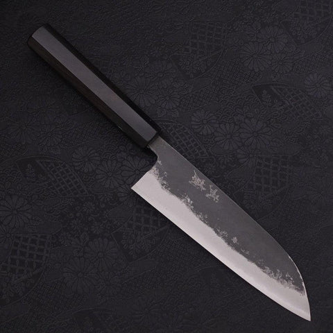 Santoku Aogami-Super, Kurouchi Büffelhorn und Ebenholz Griff, 165mm-[Musashi]-[Japan-Küchenmesser]