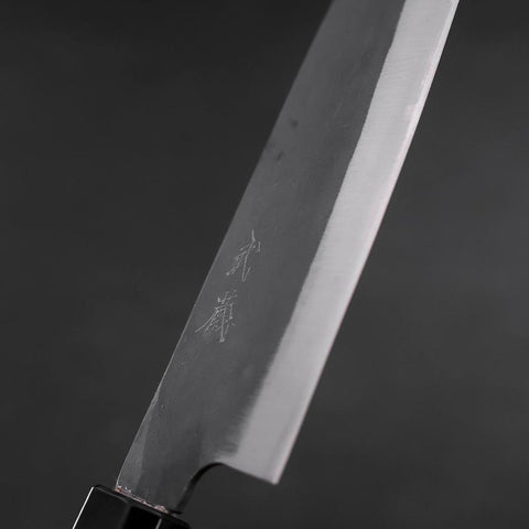 Santoku Blue Steel #1 Edelstahlummantelung Kurouchi Büffelhorn und Magnolienholz Griff 165mm-[Musashi]-[Japan-Küchenmesser]