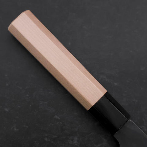 Santoku Blue Steel #1 Edelstahlummantelung Kurouchi Büffelhorn und Magnolienholz Griff 165mm-[Musashi]-[Japan-Küchenmesser]