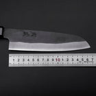 Santoku Blue Steel #1 Edelstahlummantelung Kurouchi Dunkelblauer Urushi Griff 170mm-[Musashi]-[Japan-Küchenmesser]