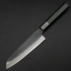 Santoku Blue Steel #1 Edelstahlummantelung Kurouchi Grüner Urushi Griff 170mm-[Musashi]-[Japan-Küchenmesser]