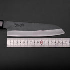 Santoku Blue Steel #1 Edelstahlummantelung Kurouchi Grüner Urushi Griff 170mm-[Musashi]-[Japan-Küchenmesser]