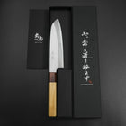 Santoku Blue Steel #1 Edelstahlummantelung Poliert Zelkove Griff 165mm-[Musashi]-[Japan-Küchenmesser]
