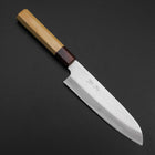 Santoku Blue Steel #1 Edelstahlummantelung Poliert Zelkove Griff 165mm-[Musashi]-[Japan-Küchenmesser]
