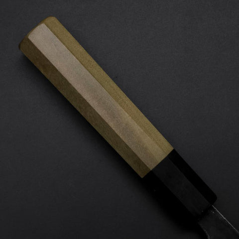 Santoku Blue Steel #1 Kurouchi Büffelhorn und Magnolienholz Griff 165mm-[Musashi]-[Japan-Küchenmesser]