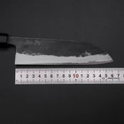 Santoku Blue Steel #1 Kurouchi Büffelhorn und Magnolienholz Griff 165mm-[Musashi]-[Japan-Küchenmesser]
