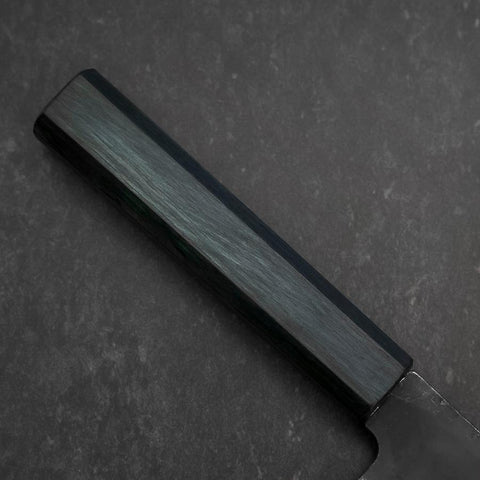 Santoku Blue Steel #1 Kurouchi Dark Blue Urushi Handle 180mm (7”)-[Musashi]-[Japan-Küchenmesser]