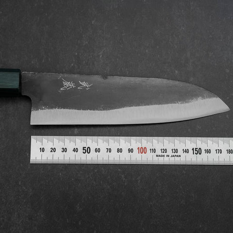 Santoku Blue Steel #1 Kurouchi Dark Blue Urushi Handle 180mm (7”)-[Musashi]-[Japan-Küchenmesser]