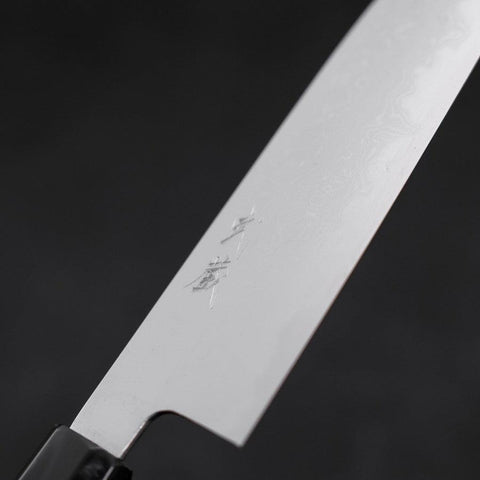 Santoku Blue Steel #1, Suminagashi Ahorn Griff in Blau, 170mm-[Musashi]-[Japan-Küchenmesser]