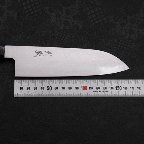 Santoku Blue Steel #1 Suminagashi Blauer Ahornholz Griff 170mm-[Musashi]-[Japan-Küchenmesser]