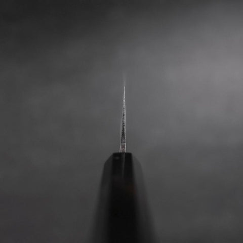 Santoku Blue Steel #2 Damast Büffelhorn und Ebenholz Griff 165mm-[Musashi]-[Japan-Küchenmesser]