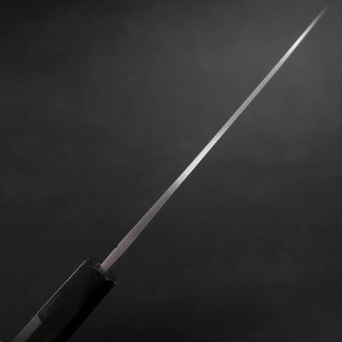 Santoku Blue Steel #2 Damast Büffelhorn und Ebenholz Griff 165mm-[Musashi]-[Japan-Küchenmesser]