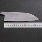 Santoku Blue Steel #2 Damast Büffelhorn und Ebenholz Griff 165mm-[Musashi]-[Japan-Küchenmesser]
