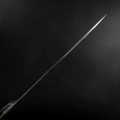 Santoku Blue Steel #2 Edelstahlummantelung Kolorierter Damast Westlicher Quittenholz Griff 180mm-[Musashi]-[Japan-Küchenmesser]