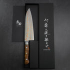 Santoku Blue Steel #2 Edelstahlummantelung Kolorierter Damast Westlicher Quittenholz Griff 180mm-[Musashi]-[Japan-Küchenmesser]