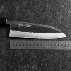 Santoku Blue Steel #2 Edelstahlummantelung Kurouchi Büffelhorn und Walnussholz Griff 165mm-[Musashi]-[Japan-Küchenmesser]