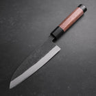 Santoku Blue Steel #2 Edelstahlummantelung Kurouchi Walnuss Griff 165mm-[Musashi]-[Japan-Küchenmesser]