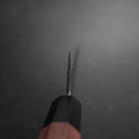 Santoku Blue Steel #2 Edelstahlummantelung Kurouchi Walnuss Griff 165mm-[Musashi]-[Japan-Küchenmesser]