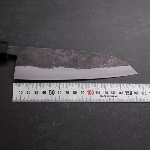 Santoku Blue Steel #2 Edelstahlummantelung Kurouchi Walnuss Griff 165mm-[Musashi]-[Japan-Küchenmesser]