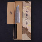 Santoku Blue Steel #2 Edelstahlummantelung Nashiji Büffelhorn und Ebenholz Griff 165mm-[Musashi]-[Japan-Küchenmesser]