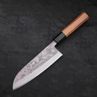 Santoku Blue Steel #2 Edelstahlummantelung Nashiji Büffelhorn und Teakholz Griff 165mm-[Musashi]-[Japan-Küchenmesser]
