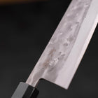 Santoku Blue Steel #2 Edelstahlummantelung Nashiji Büffelhorn und Teakholz Griff 165mm-[Musashi]-[Japan-Küchenmesser]