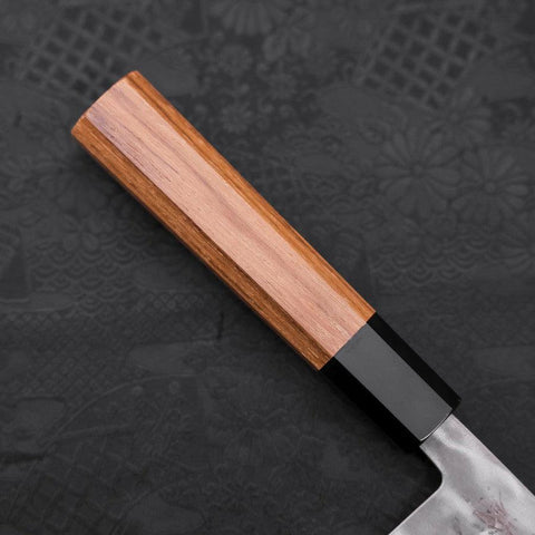 Santoku Blue Steel #2 Edelstahlummantelung Nashiji Büffelhorn und Teakholz Griff 165mm-[Musashi]-[Japan-Küchenmesser]