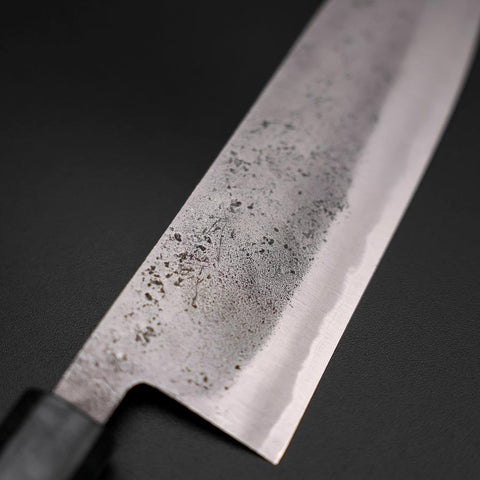 Santoku Blue Steel #2 Edelstahlummantelung Nashiji Dunkelblauer Urushi Griff 165mm-[Musashi]-[Japan-Küchenmesser]