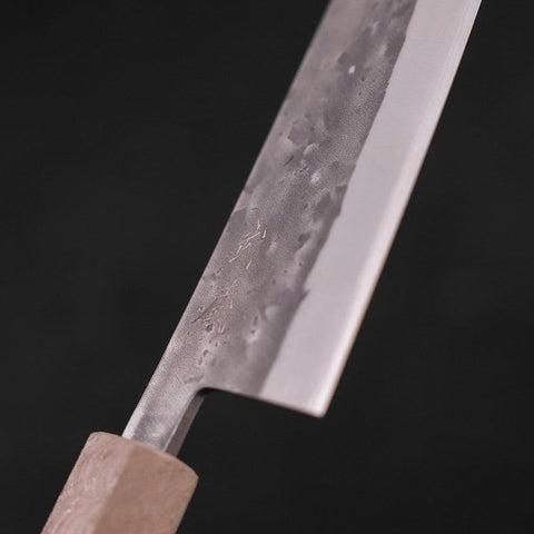 Santoku Blue Steel #2 Edelstahlummantelung Nashiji Weißer Ishime Griff 165mm-[Musashi]-[Japan-Küchenmesser]