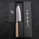 Santoku Blue Steel #2 Edelstahlummantelung Nashiji Weißer Ishime Griff 165mm-[Musashi]-[Japan-Küchenmesser]