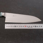 Santoku Blue Steel #2 Edelstahlummantelung Poliert Grüner Micarta Griff mit Türkis Inlay 180mm-[Musashi]-[Japan-Küchenmesser]