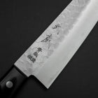 Santoku Blue Steel #2 Edelstahlummantelung Tsuchime Schwarzer Westlicher Griff 165mm-[Musashi]-[Japan-Küchenmesser]