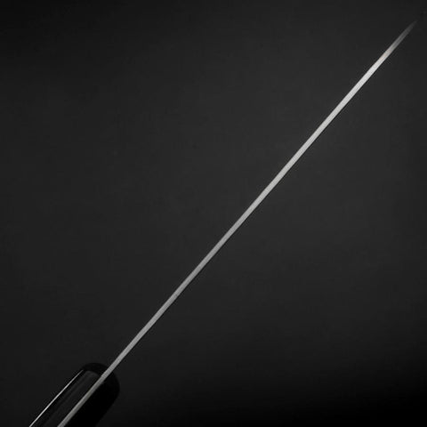 Santoku Blue Steel #2 Edelstahlummantelung Tsuchime Schwarzer Westlicher Griff 165mm-[Musashi]-[Japan-Küchenmesser]
