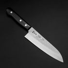 Santoku Blue Steel #2 Edelstahlummantelung Tsuchime Schwarzer Westlicher Griff 165mm-[Musashi]-[Japan-Küchenmesser]