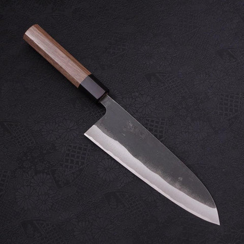 Santoku Blue Steel #2 Hon-Kurouchi Walnussholz Griff 190mm-[Musashi]-[Japan-Küchenmesser]