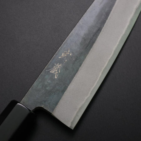 Santoku Blue Steel #2 Kurouchi Büffelhorn und Ebenholz Griff 165mm-[Musashi]-[Japan-Küchenmesser]