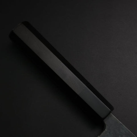Santoku Blue Steel #2 Kurouchi Büffelhorn und Ebenholz Griff 165mm-[Musashi]-[Japan-Küchenmesser]