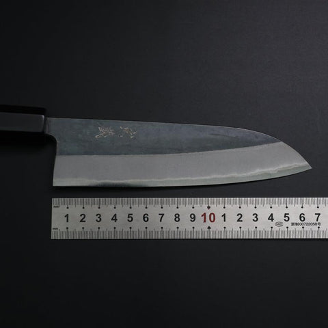 Santoku Blue Steel #2 Kurouchi Büffelhorn und Ebenholz Griff 165mm-[Musashi]-[Japan-Küchenmesser]