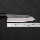 Santoku Blue Steel #2 Kurouchi Büffelhorn und Teakholz Griff 165mm-[Musashi]-[Japan-Küchenmesser]