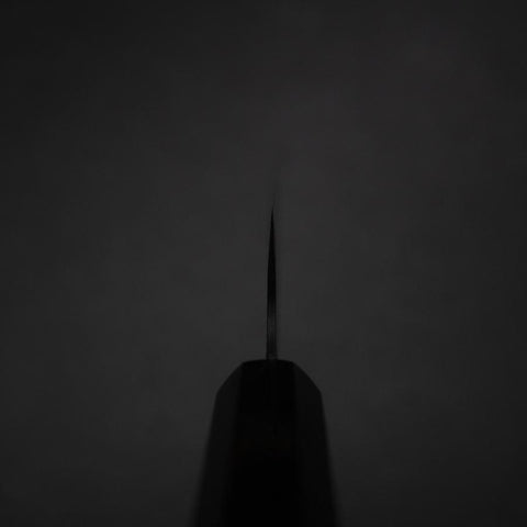 Santoku Blue Steel #2 Kurouchi Chokin Adler und Kiefer Büffelhorn und Ebenholz Griff 165mm-[Musashi]-[Japan-Küchenmesser]