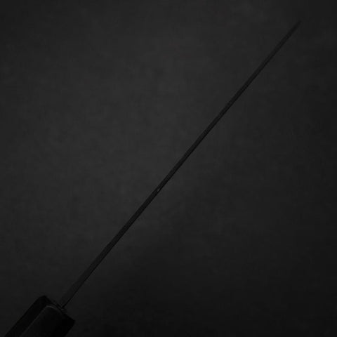 Santoku Blue Steel #2 Kurouchi Chokin Adler und Kiefer Büffelhorn und Ebenholz Griff 165mm-[Musashi]-[Japan-Küchenmesser]