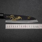 Santoku Blue Steel #2 Kurouchi Chokin Adler und Kiefer Büffelhorn und Ebenholz Griff 165mm-[Musashi]-[Japan-Küchenmesser]